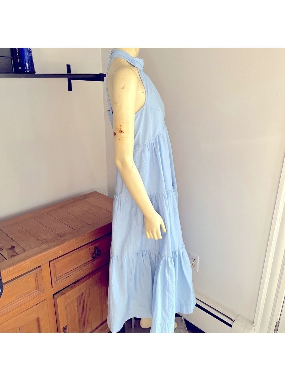 Maeve by Anthropologie Women’s Tiered Halter Midi Dress Light Blue Sleeveless 8 - Picture 7 of 13